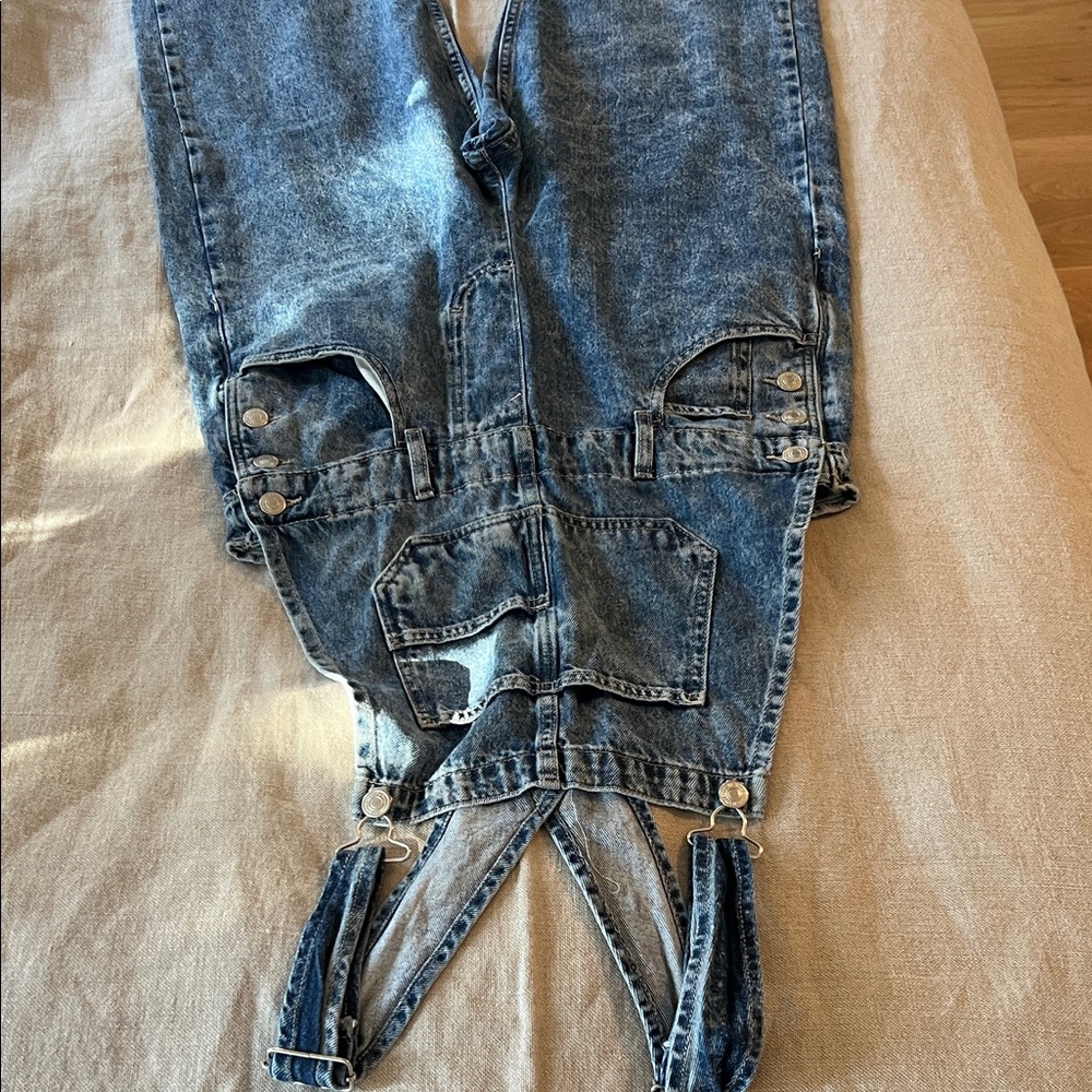 We The Free Blue Denim Overalls